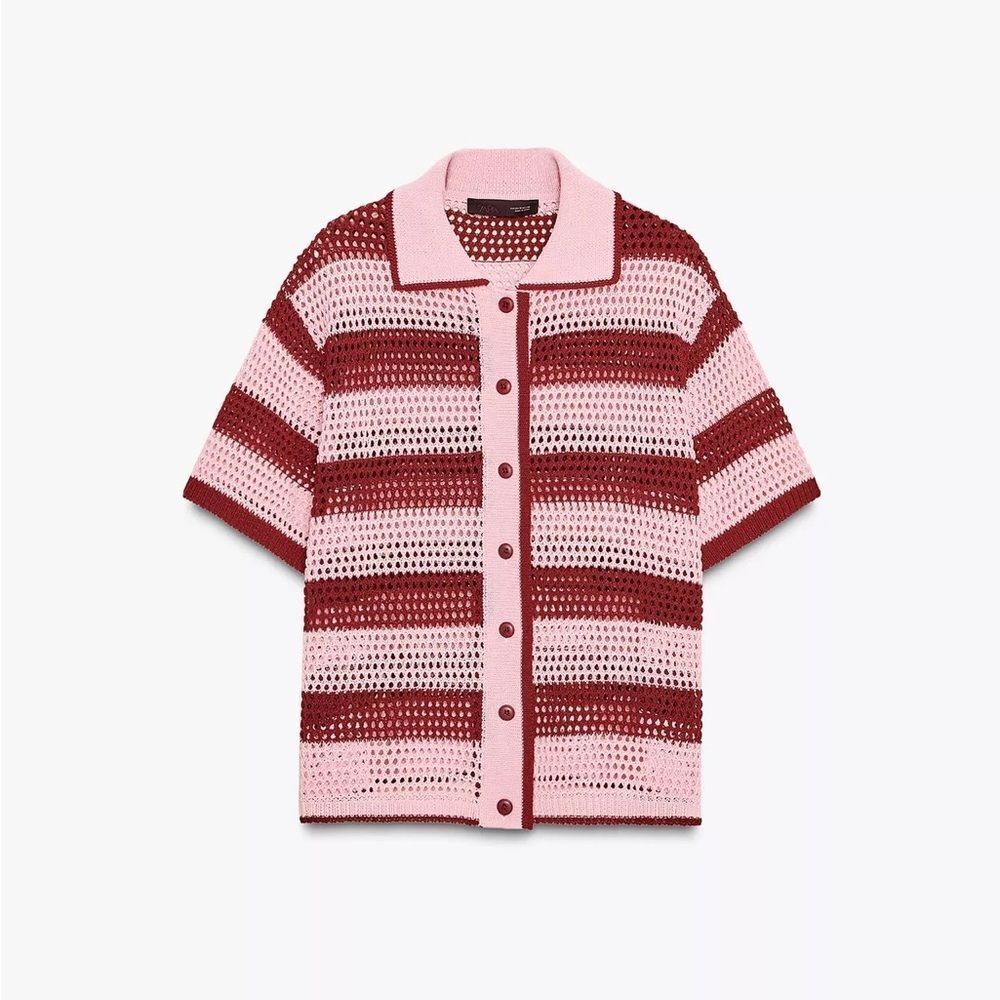 ZARA KNITTED POLO CARDIGAN JACKET - Picture 8 of 9